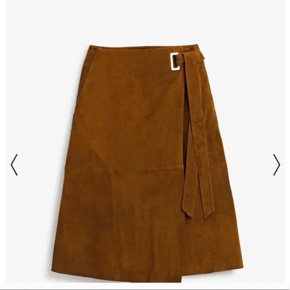 NWT White House Black Market Suede Wrap Skirt Size 6 - Picture 4 of 5